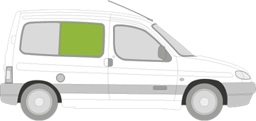 Afbeelding van Zijruit rechts Peugeot Partner bestelwagen vast