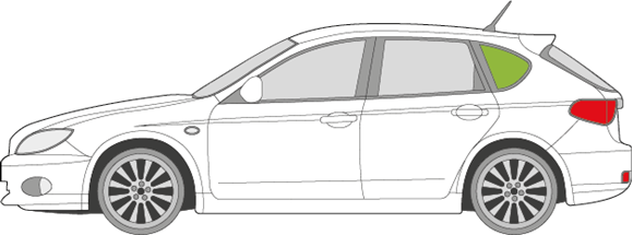 Afbeelding van Zijruit links Subaru Impreza 5 deurs