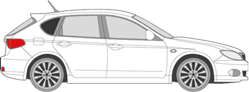 Afbeelding van Zijruit rechts Subaru Impreza 5 deurs (DONKERE RUIT)