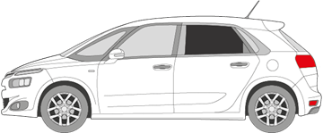 Afbeelding van Zijruit links Citroën C4 Picasso (DONKER/GELAAGD)