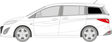 Afbeelding van Zijruit links Mazda 5 2010- (DONKERE RUIT)