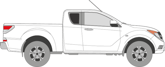 Afbeelding van Zijruit rechts Mazda BT50 2 deurs pick-up (DONKERE RUIT)