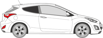 Afbeelding van Zijruit rechts Hyundai i30 3 deurs (DONKERE RUIT)