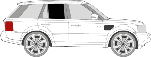 Afbeelding van Zijruit rechts Range Rover Sport (DONKERE RUIT)