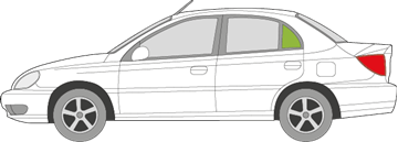 Afbeelding van Zijruit links Kia Rio sedan