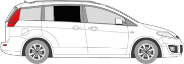 Afbeelding van Zijruit rechts Mazda 5 (DONKERE RUIT) 