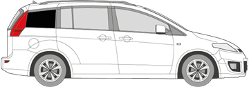Afbeelding van Zijruit rechts Mazda 5 (DONKERE RUIT)