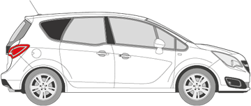 Afbeelding van Zijruit rechts Opel Meriva (DONKERE RUIT)