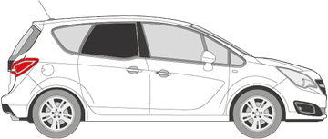 Afbeelding van Zijruit rechts Opel Meriva (DONKERE RUIT)