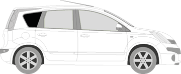 Afbeelding van Zijruit rechts Nissan Note (DONKERE RUIT)