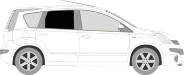 Afbeelding van Zijruit rechts Nissan Note (DONKERE RUIT)