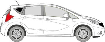 Afbeelding van Zijruit rechts Nissan Note (DONKERE RUIT) 