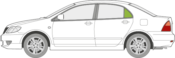 Afbeelding van Zijruit links Toyota Corolla sedan