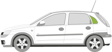 Afbeelding van Zijruit links Opel Corsa 5 deurs 