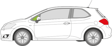 Afbeelding van Zijruit links Toyota Auris 3 deurs