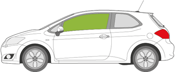 Afbeelding van Zijruit links Toyota Auris 3 deurs