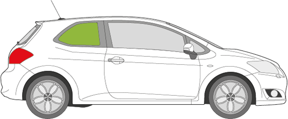 Afbeelding van Zijruit rechts Toyota Auris 3 deurs