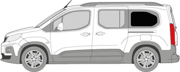 Afbeelding van Zijruit links Peugeot Rifter (LANG) (DONKERE RUIT)