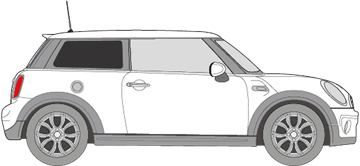 Afbeelding van Zijruit rechts Mini 3 deurs hatchback (DONKERE RUIT)