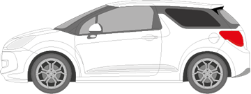 Afbeelding van Zijruit links Citroën DS3 (DONKERE RUIT)