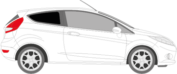 Afbeelding van Zijruit rechts Ford Fiesta 3 deurs (DONKERE RUIT MET CHROOM)