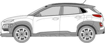 Afbeelding van Zijruit links Hyundai Kona (DONKERE RUIT)