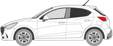 Afbeelding van Zijruit links Mazda 2 5 deurs (DONKERE RUIT)