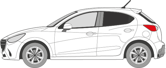 Afbeelding van Zijruit links Mazda 2 5 deurs (DONKERE RUIT)