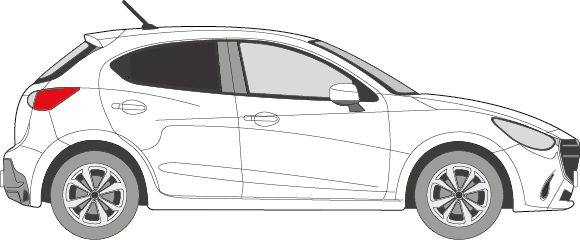 Afbeelding van Zijruit rechts Mazda 2 5 deurs (DONKERE RUIT)