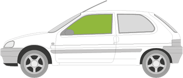 Afbeelding van Zijruit links Peugeot 106 3 deurs 