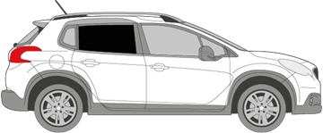 Afbeelding van Zijruit rechts Peugeot 2008 (DONKERE RUIT)