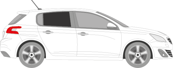 Afbeelding van Zijruit rechts Peugeot 308 5 deurs (DONKERE RUIT)